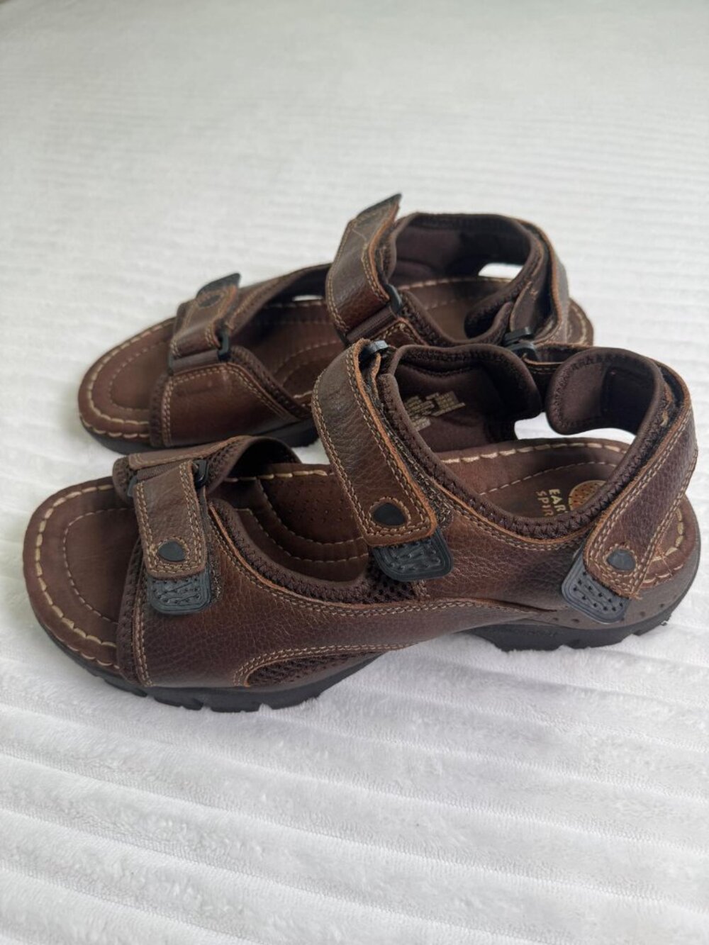 Earth Spirit Men’s Brown Leather Comfort Sandals Size 11 Adjustable Strap